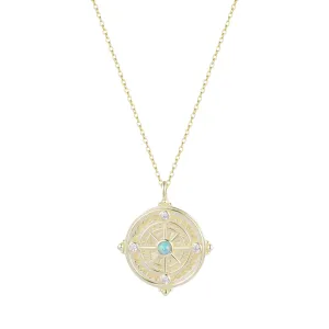 Compass and Opal Medallion Necklace