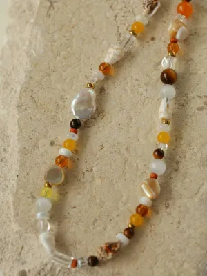 Conch Baroque Pearl Colorful Stone Beaded Necklace