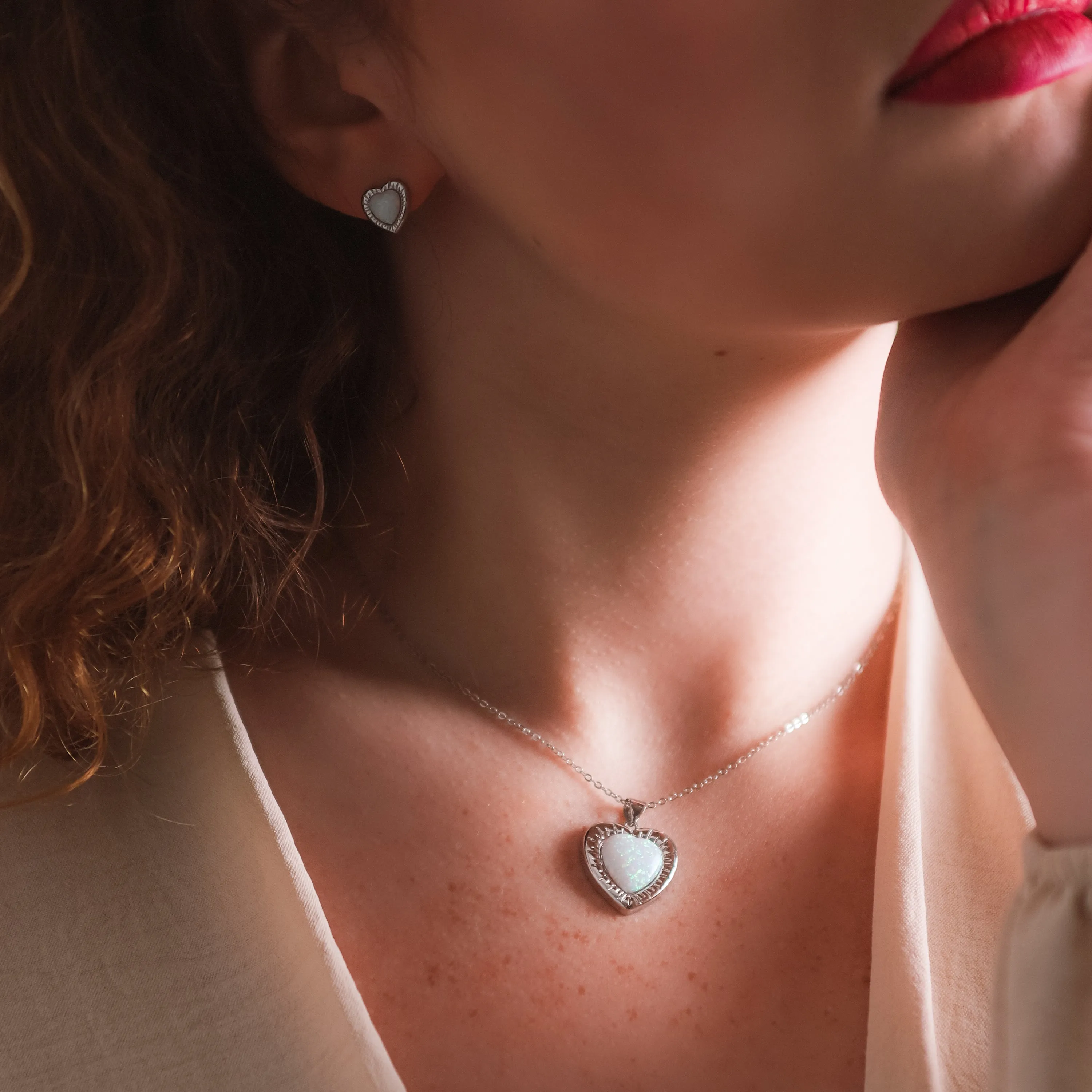 Cora Opal Heart Necklace | 925 Sterling Silver