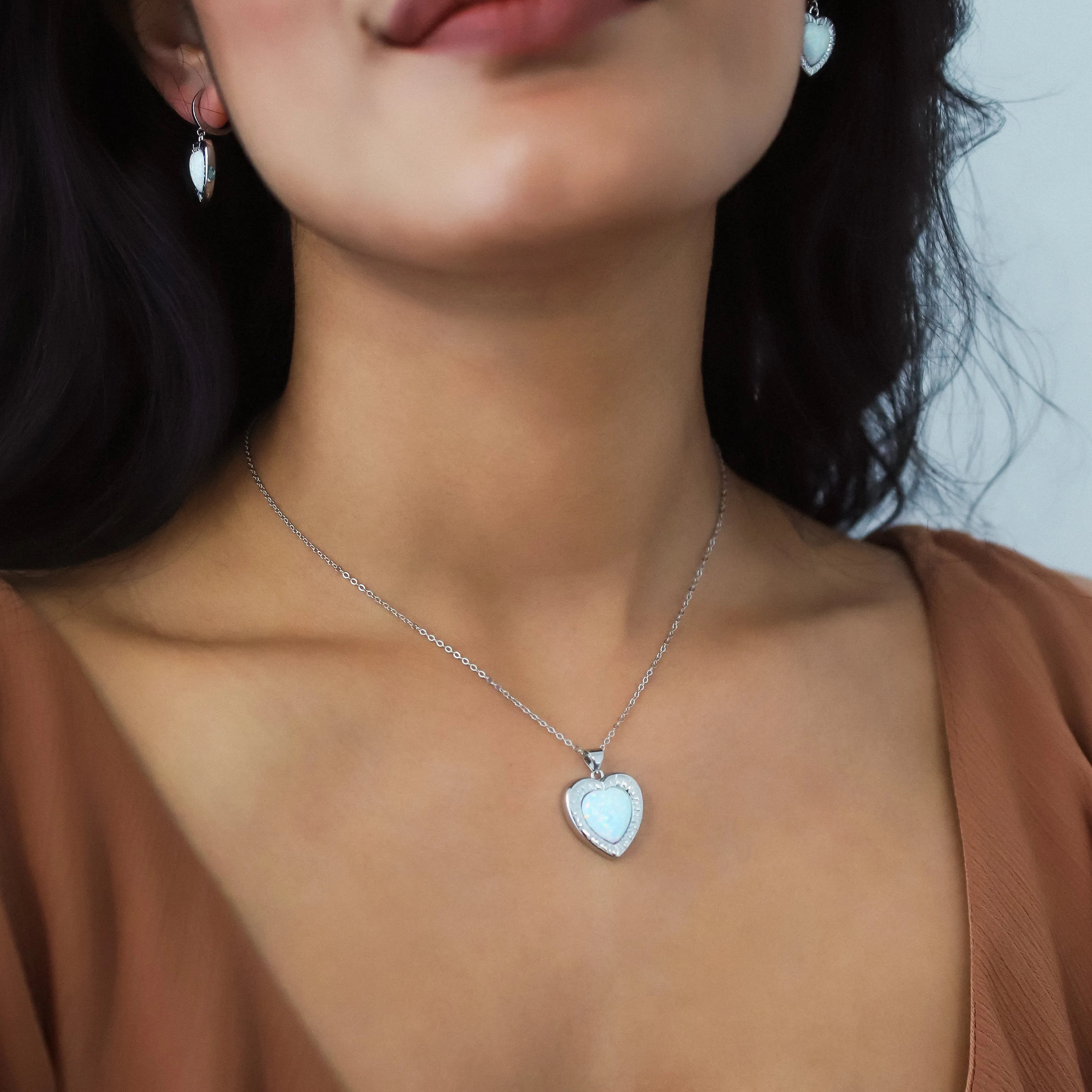 Cora Opal Heart Necklace | 925 Sterling Silver