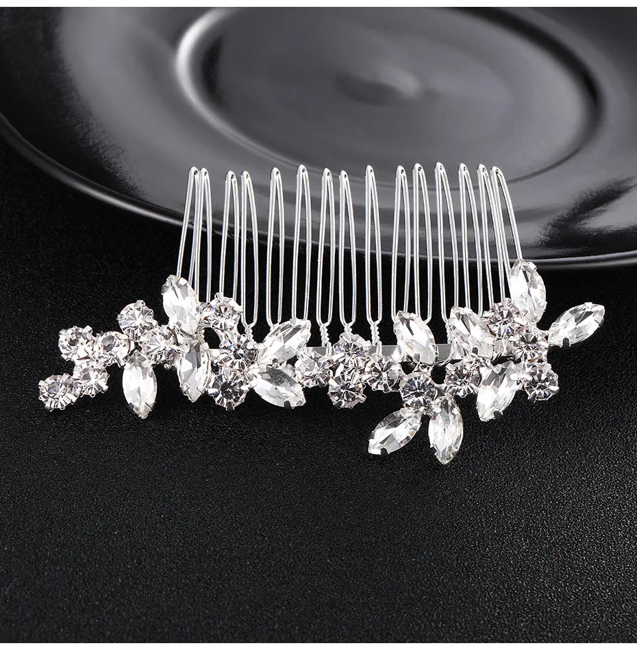 Crystal Rhinestone Rose Flower Wedding Day Bridal Hair Comb