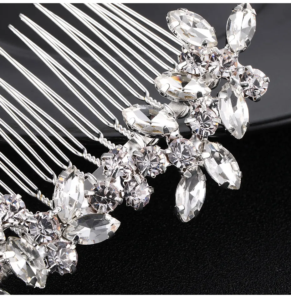 Crystal Rhinestone Rose Flower Wedding Day Bridal Hair Comb