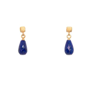 Cube Post Earrings Lapis 24K Fair Trade Gold Vermeil