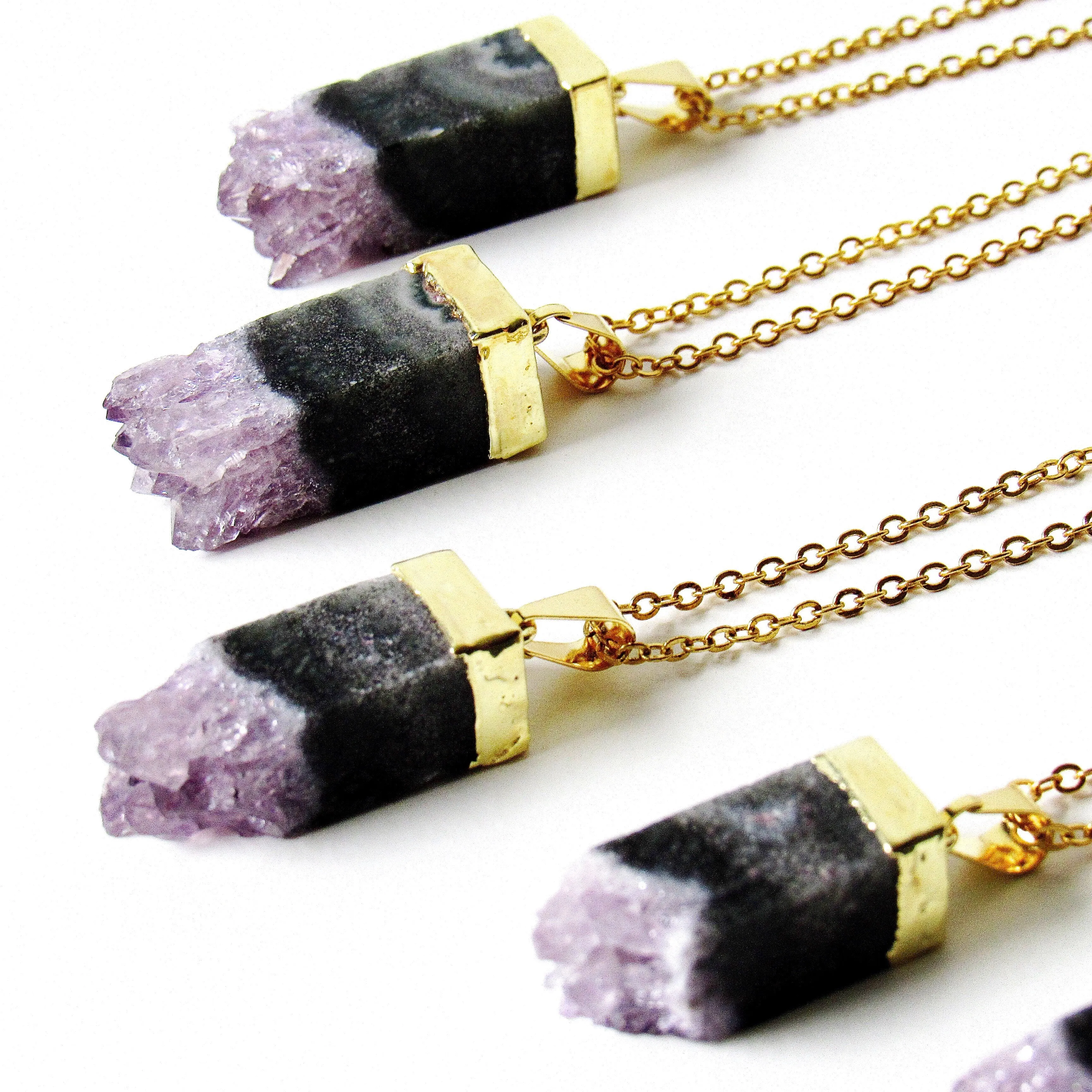 Cubical Amethyst Necklaces