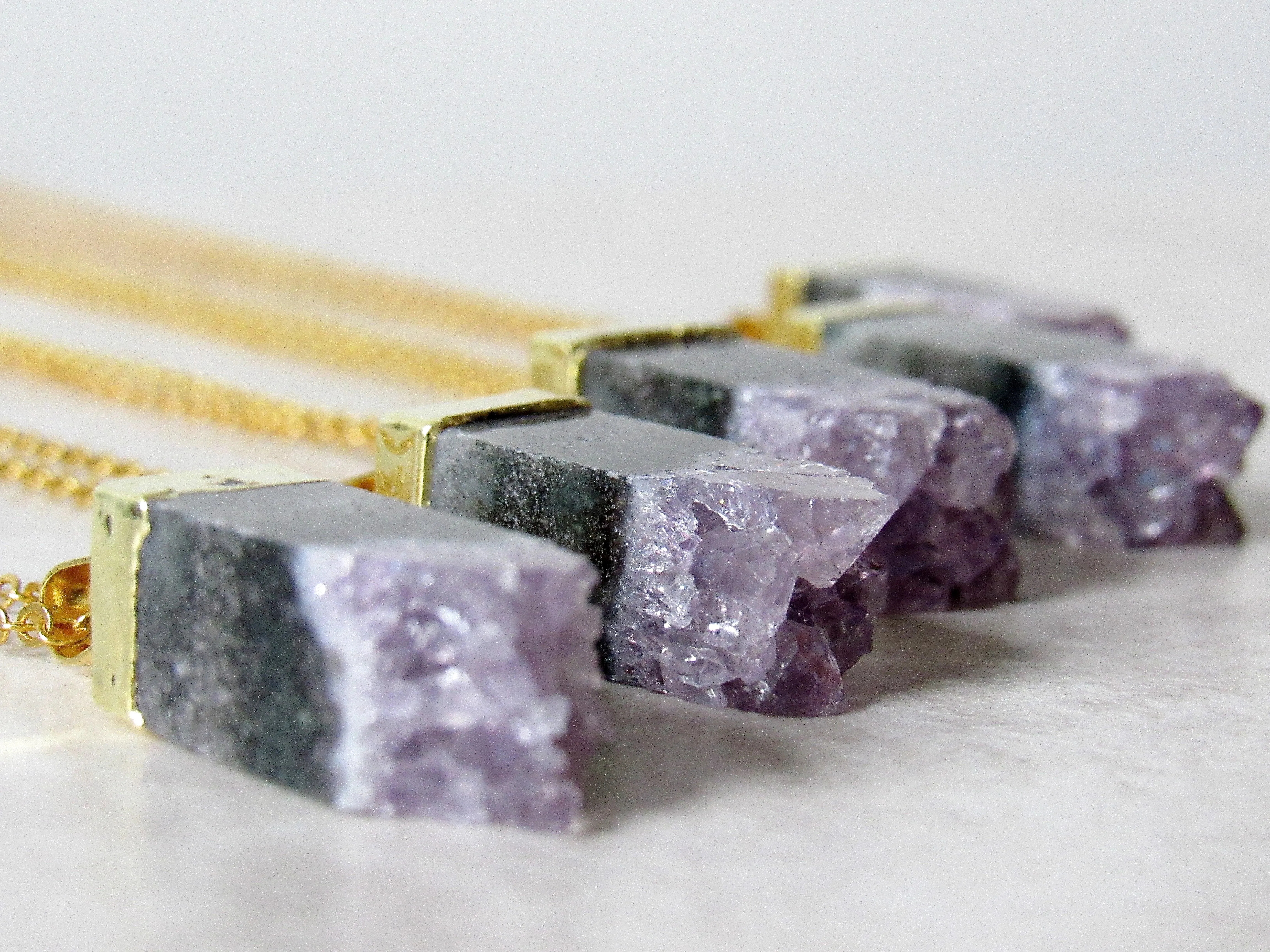 Cubical Amethyst Necklaces