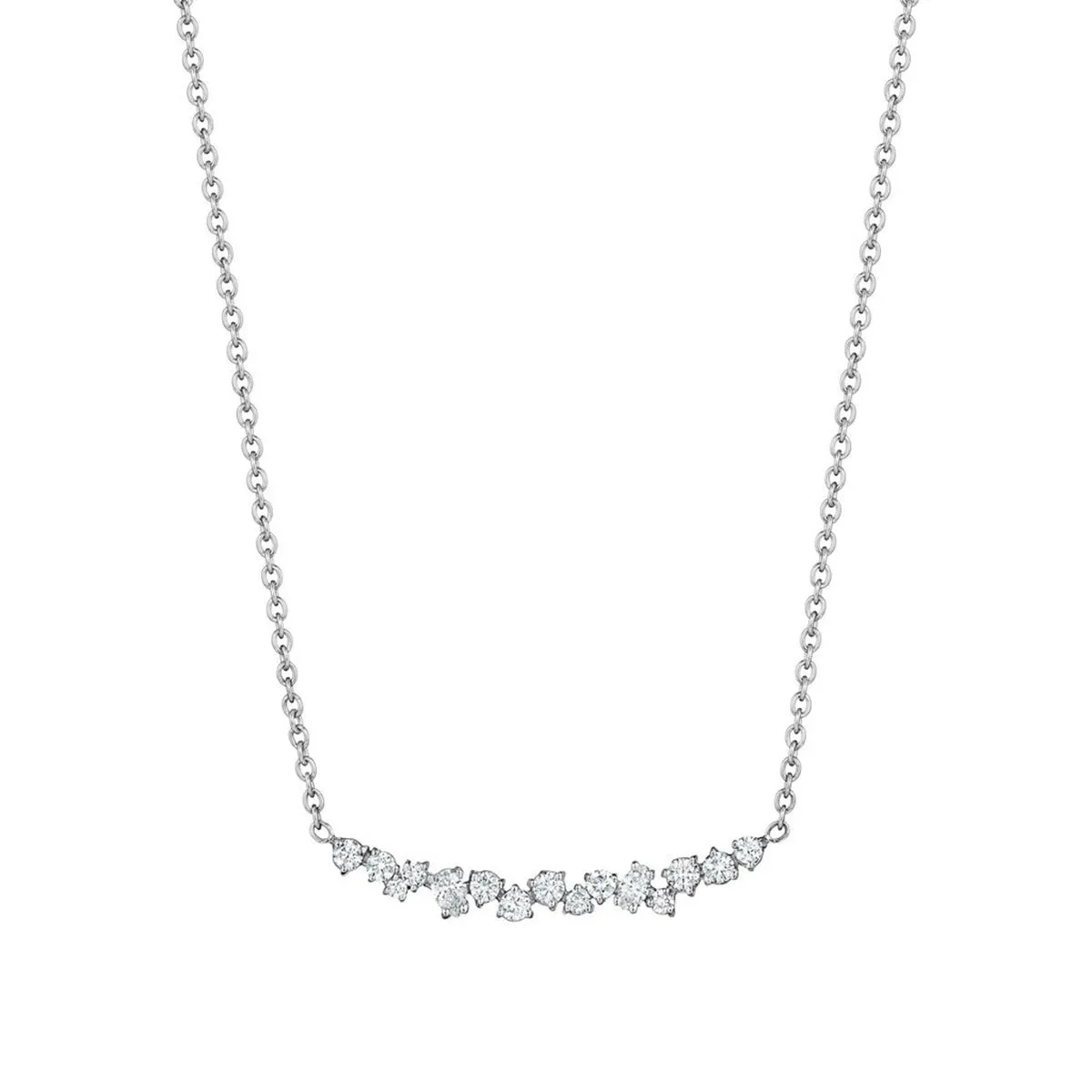 Curved Diamond Cluster Necklace