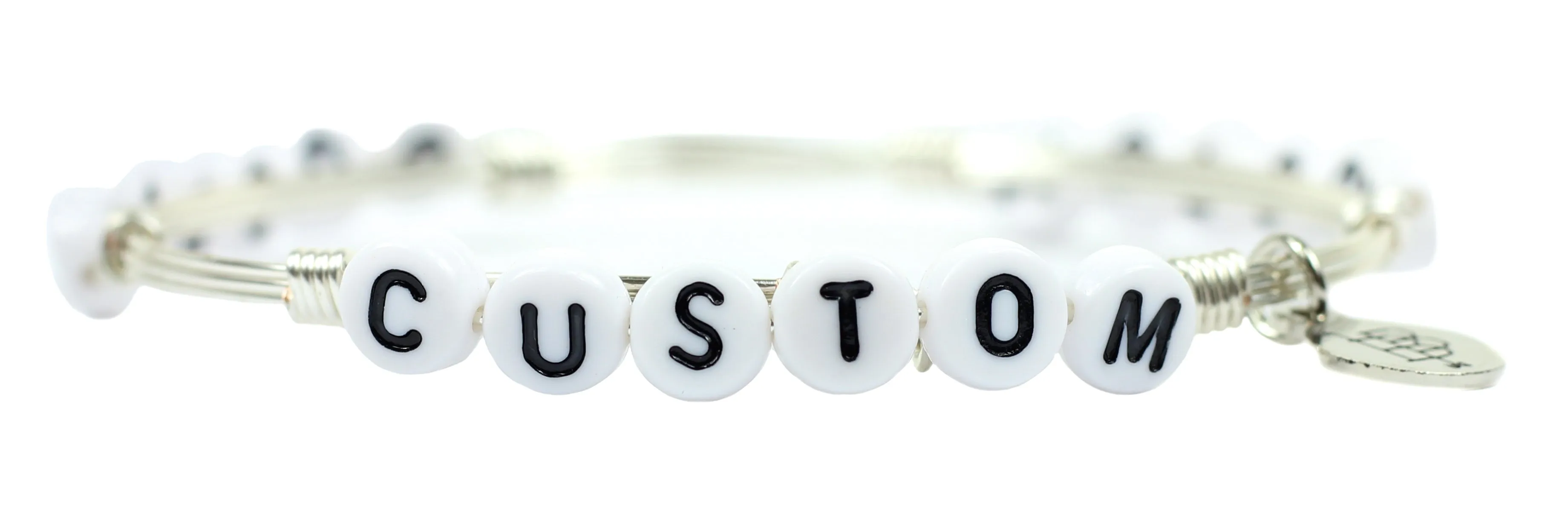 Custom Word Bangle Bracelet - Silver