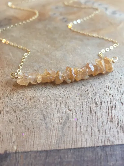 Dainty Raw Imperial Topaz Necklace Gold or Sterling Silver - November Birthstone - Raw Crystal - Topaz Jewelry