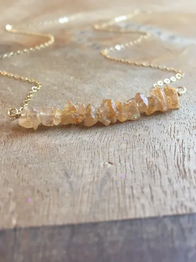 Dainty Raw Imperial Topaz Necklace Gold or Sterling Silver - November Birthstone - Raw Crystal - Topaz Jewelry