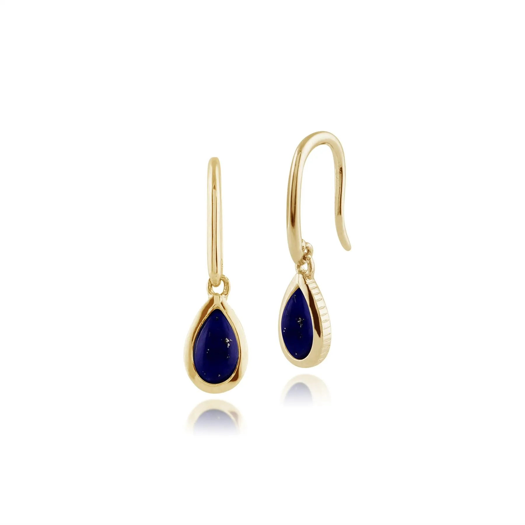 Damen 375 Gold 9ct Gelbgold Birne Lapislazuli Blende Set Fischhaken Ohrhänger Blau