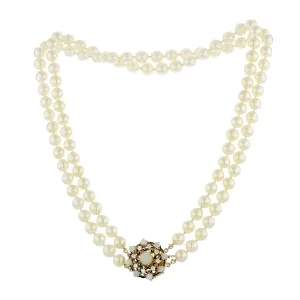 David Yurman Pearl Strand with Opal Diamond Clasp