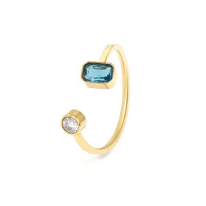 December Blue Topaz Birthstone Ring - Yellow Gold