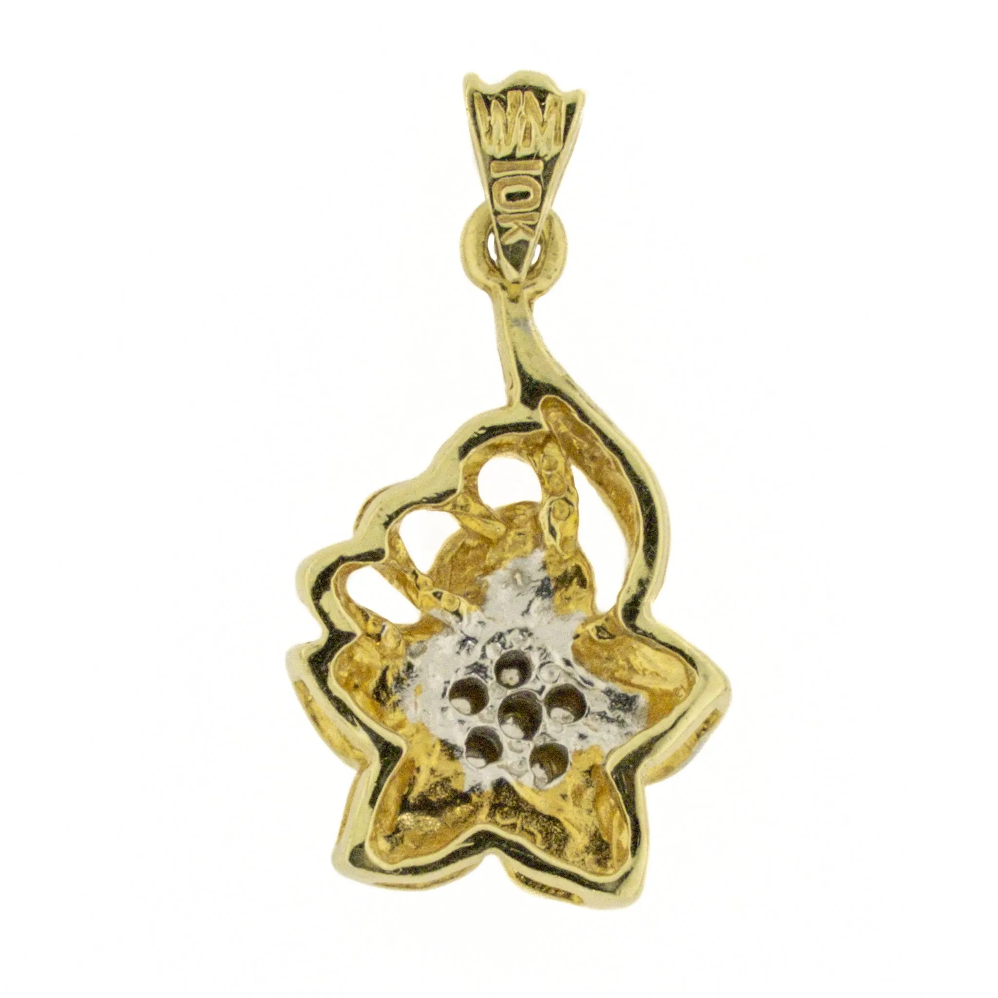 Diamond Accented Flower Pendant in 10K Yellow Gold