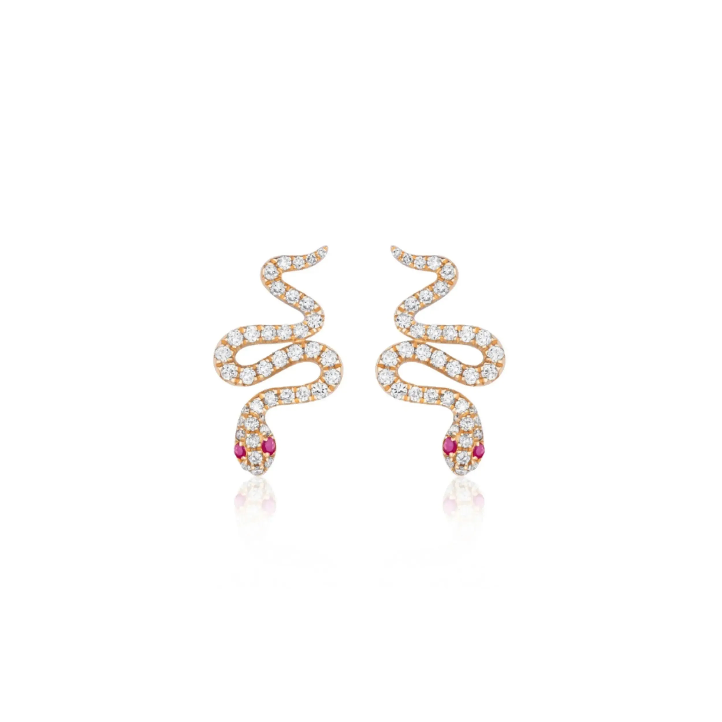 Diamond & Ruby Snake Earrings