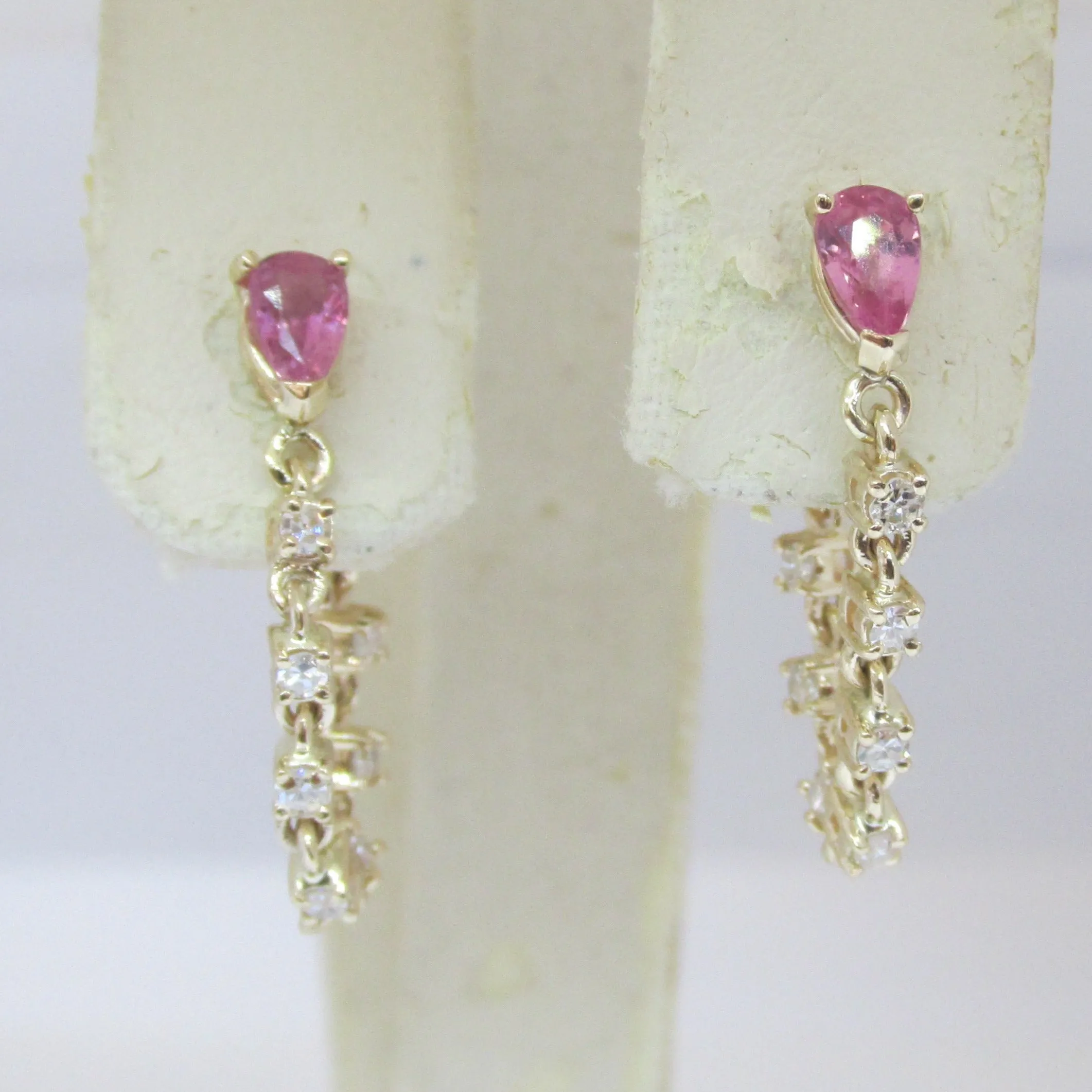 Diamond and Ruby U Hoop Linked Tennis Earrings