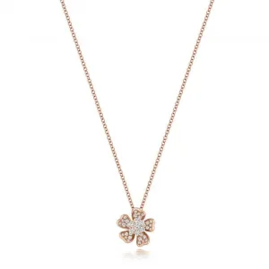 Diamond Jewellery 18ct Gold Diamond Flower Pendant Necklace NDQ119R