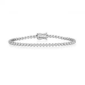 Diamond Jewellery 9ct White Gold Diamond Rubover Tennis Bracelet BD038W