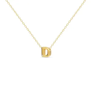 Diamond Letter Necklace "D" - 18 karat gold vermeil on sterling silver, diamond 0.01 carat