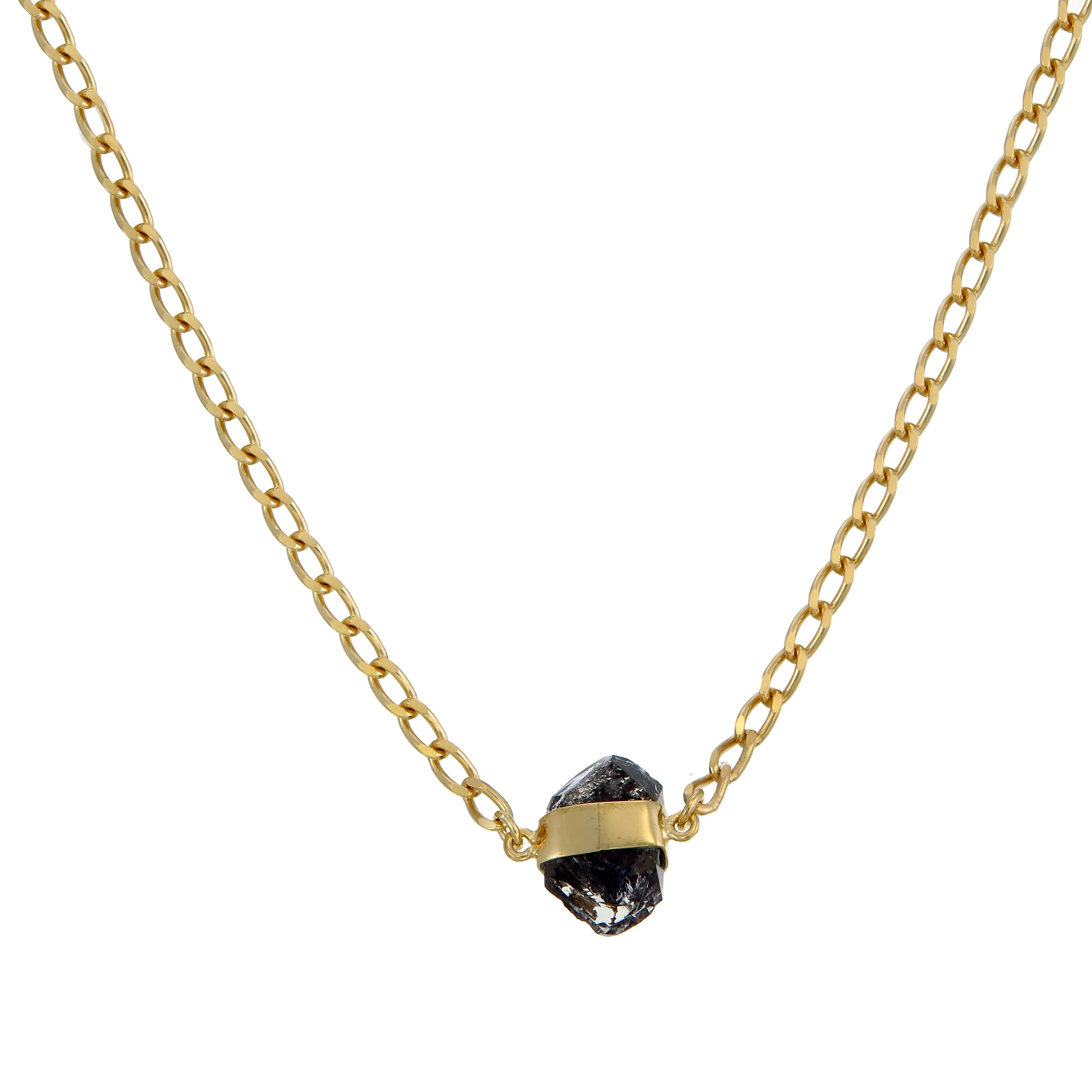 DIAMOND QUARTZ SHORT NECKLACE - GOLD