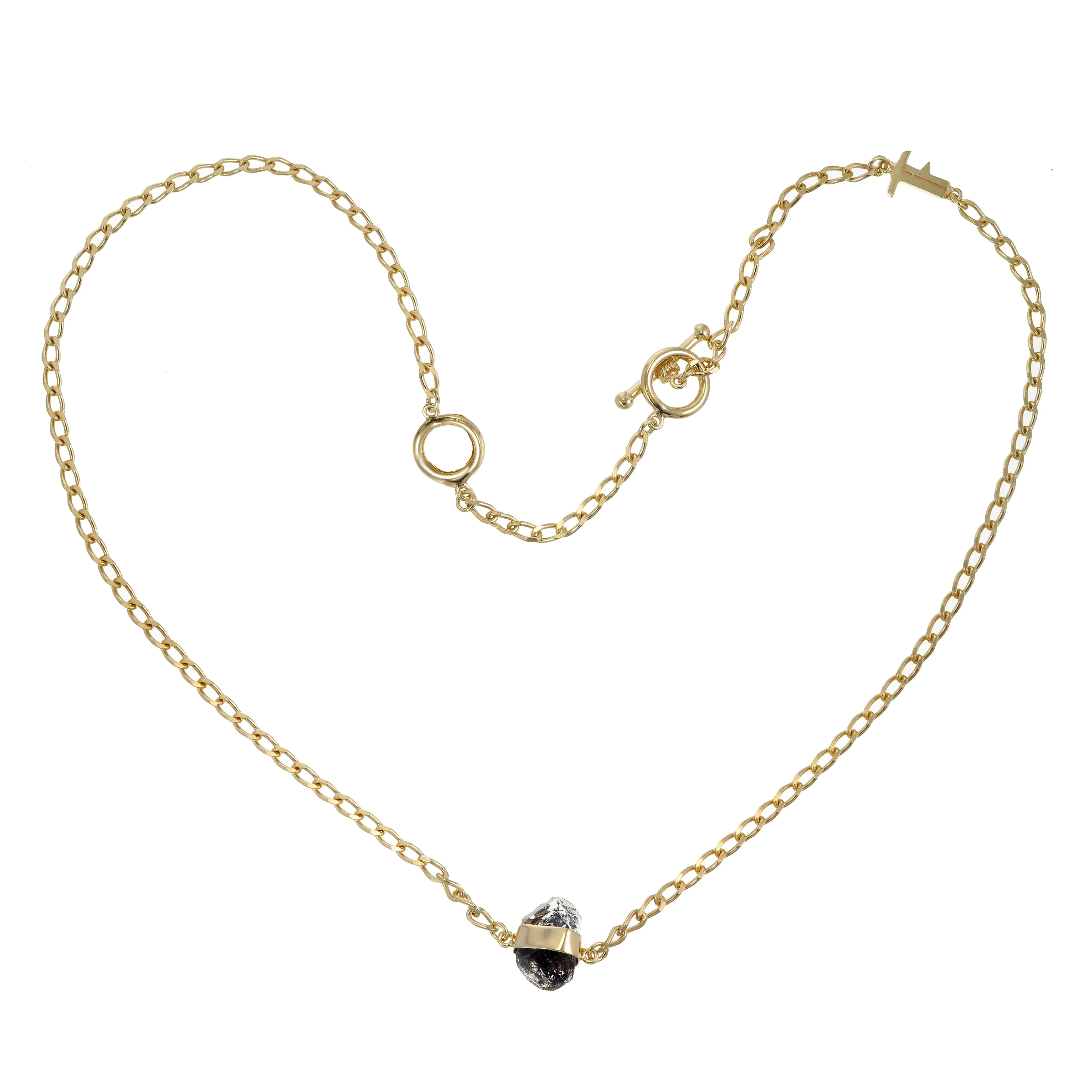 DIAMOND QUARTZ SHORT NECKLACE - GOLD