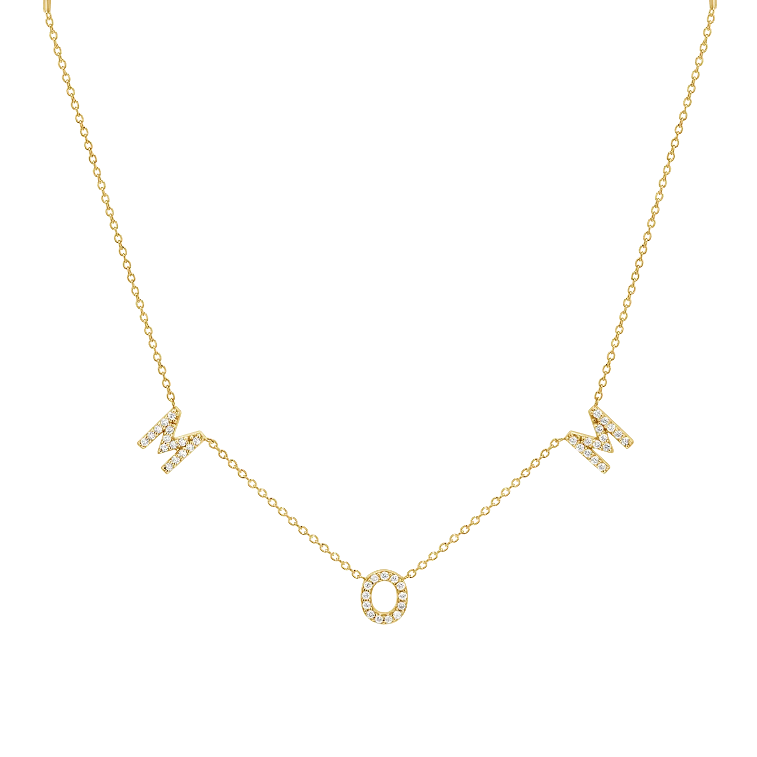 Diamond Spaced MOM Necklace