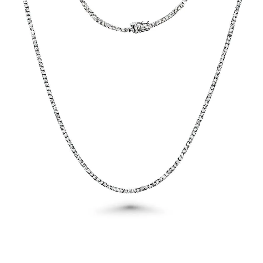 Diamond Tennis Necklace (10.30 ct.) 2.7 mm 4-Prongs Setting in 14K Gold