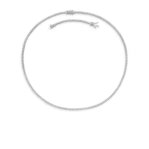 Diamond Tennis Necklace (3.50 ct.) 2 mm 4-Prongs Setting in 18K Gold   Chain Extender, Made in Italy