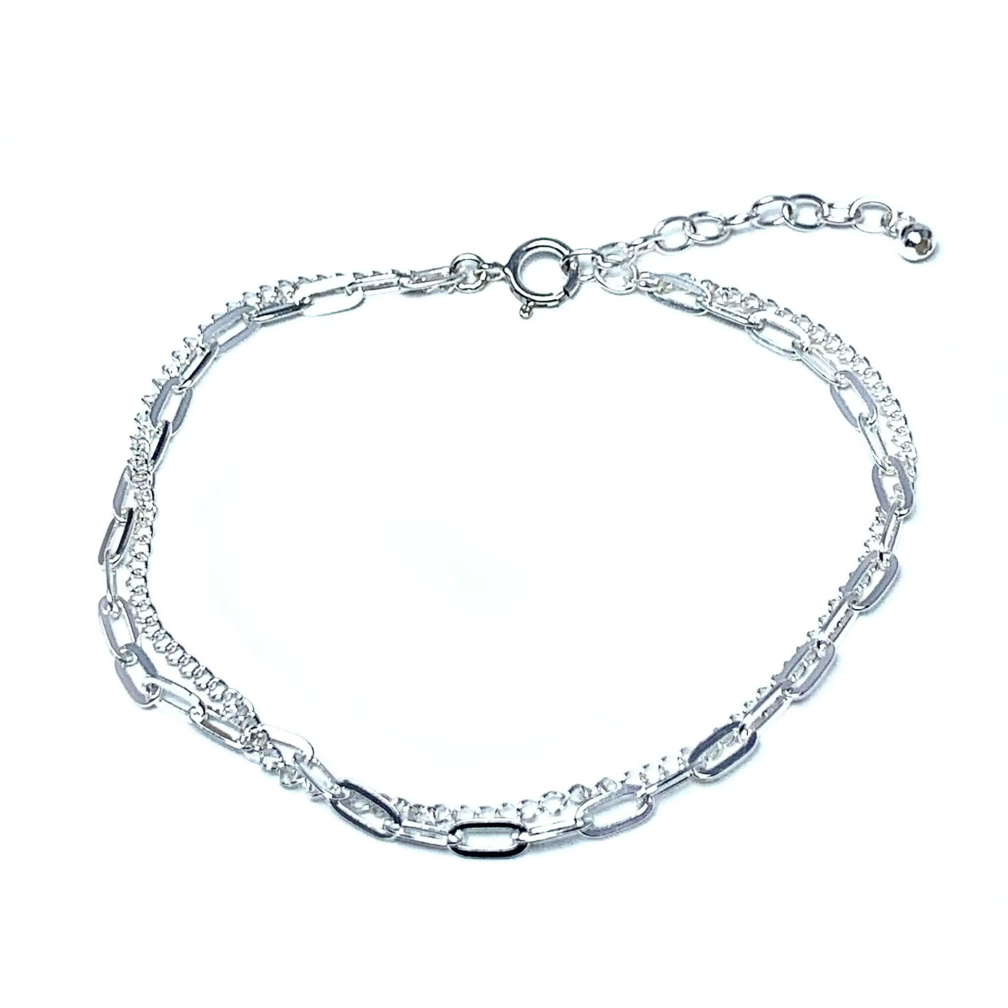 Double Layered Sterling Silver Chain Bracelet