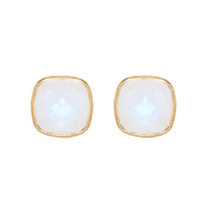 Earrings - Cushion Cut Moonstone Studs