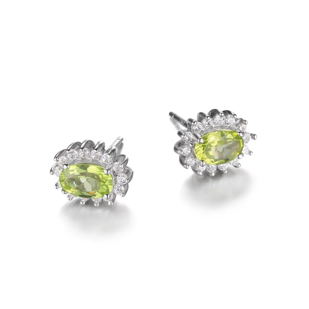 Earrings Jewelrypalace Princess Diana William Kate 1.2ct Natural Peridot Halo Stud  925 Sterling Silver