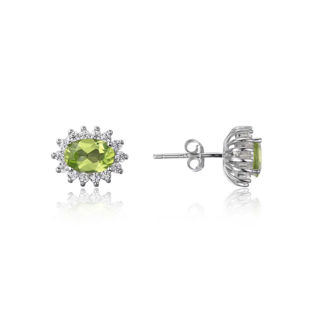 Earrings Jewelrypalace Princess Diana William Kate 1.2ct Natural Peridot Halo Stud  925 Sterling Silver