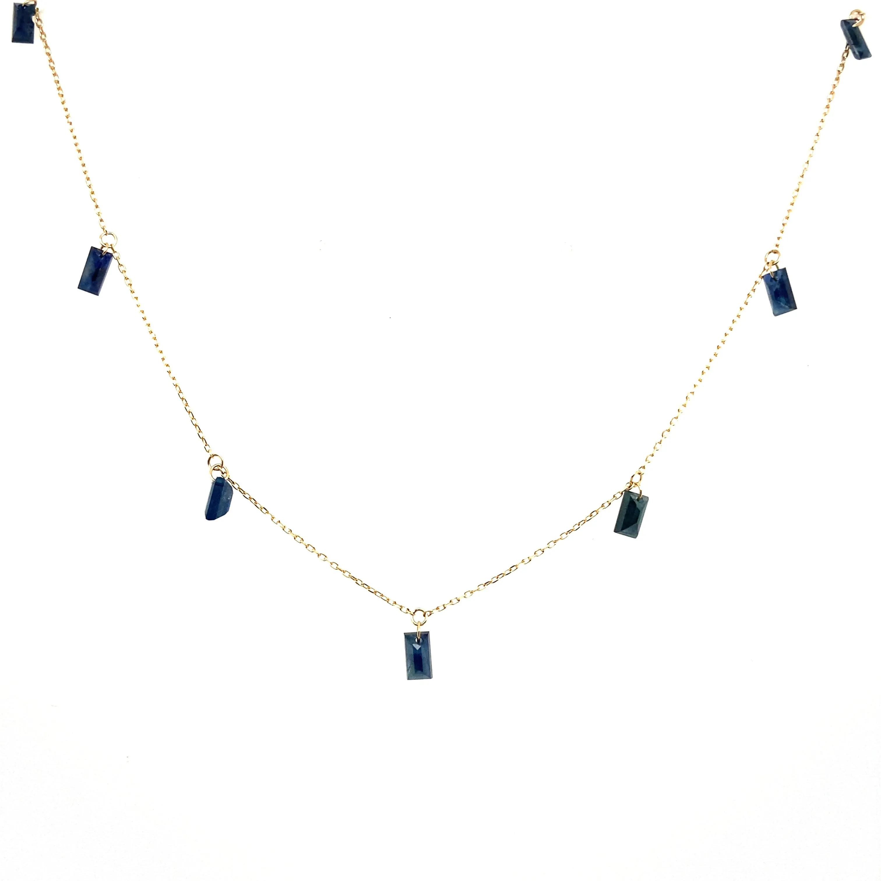 Emerald Cut Sapphire Dangle Necklace