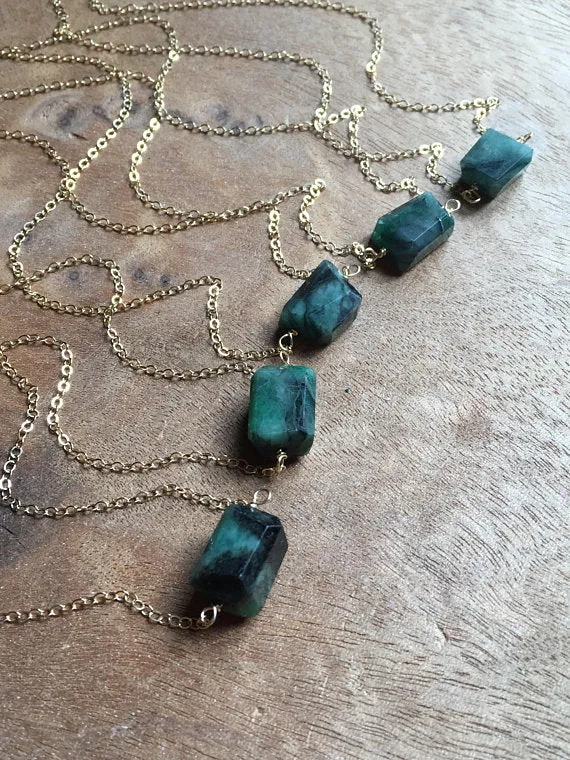 Emerald Pendant Necklace on 14k Gold Filled or Sterling Silver Chain