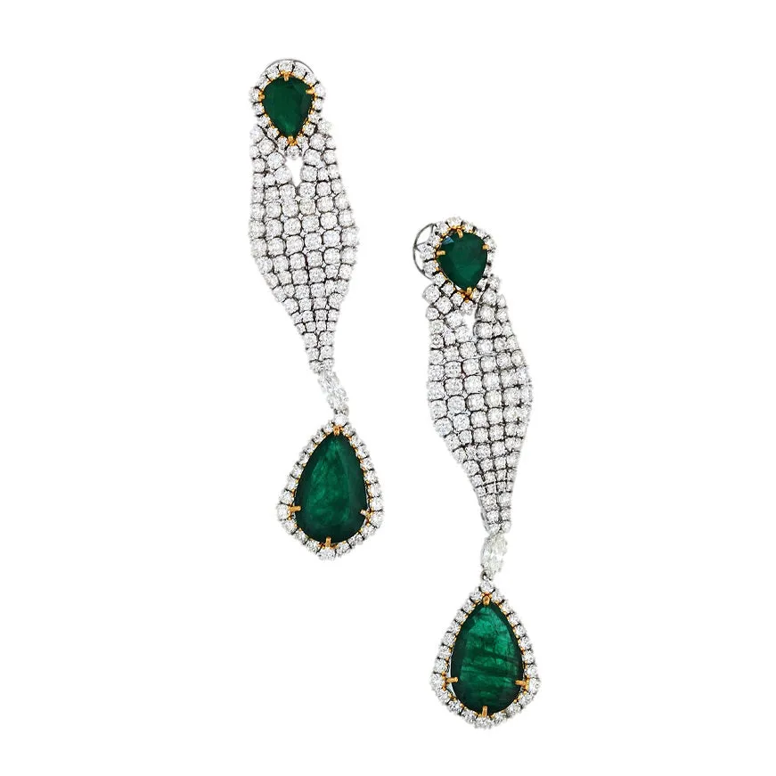 Emeralds & Diamonds Love Suite (123.27 ct Emeralds & Diamonds) in White Gold