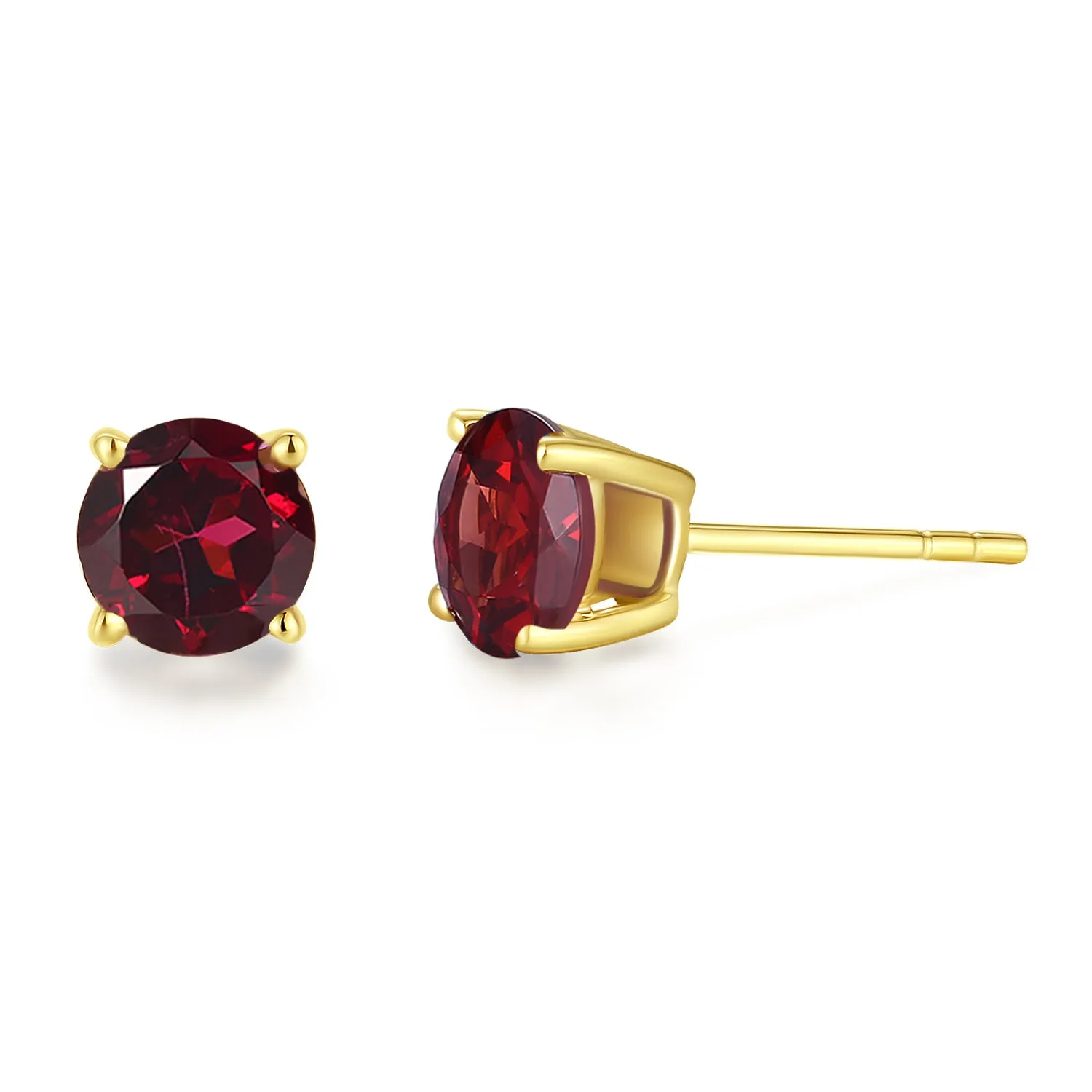 FANCIME Round Shape 14k Solid Yellow Gold Gemstone Stud Earrings