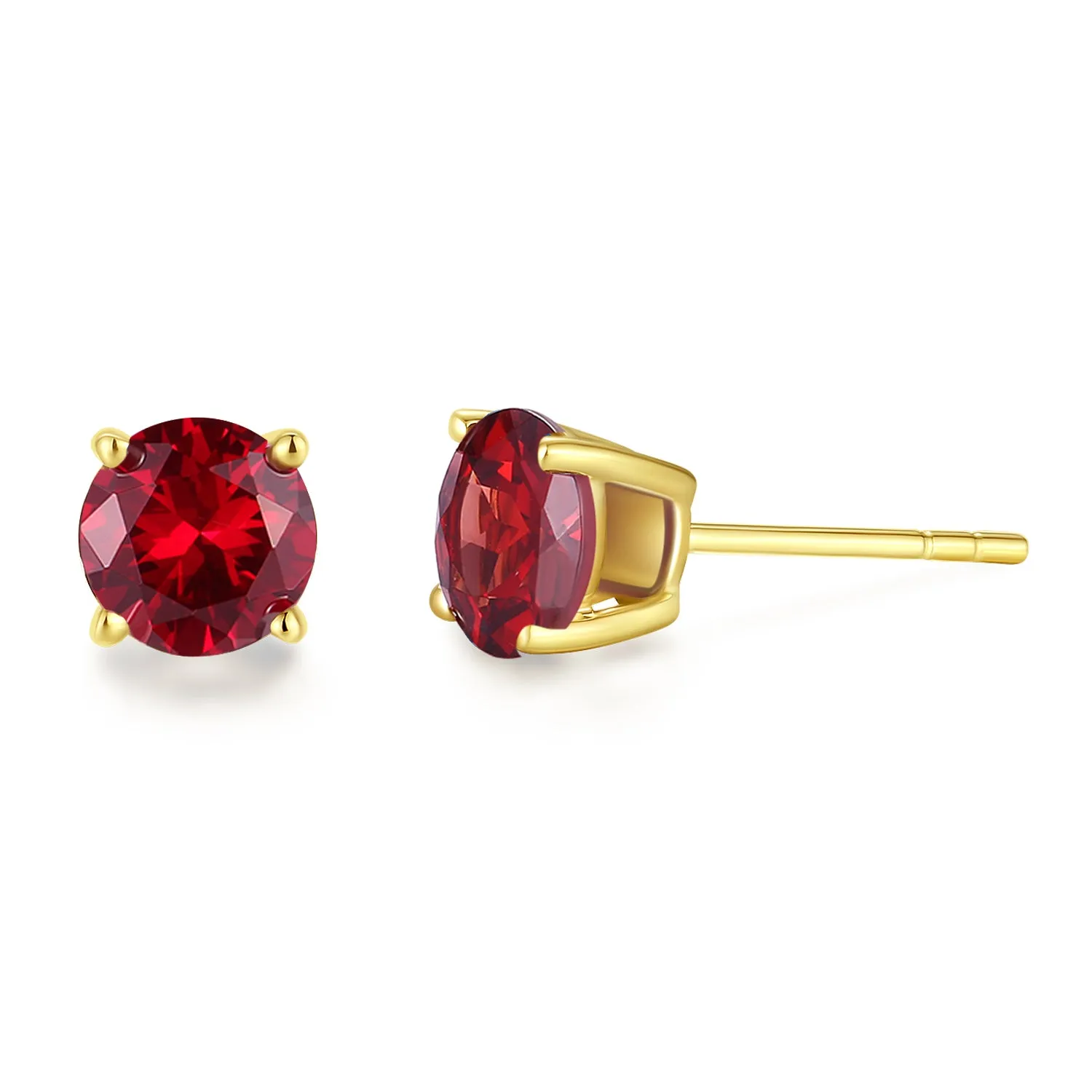 FANCIME Round Shape 14k Solid Yellow Gold Gemstone Stud Earrings