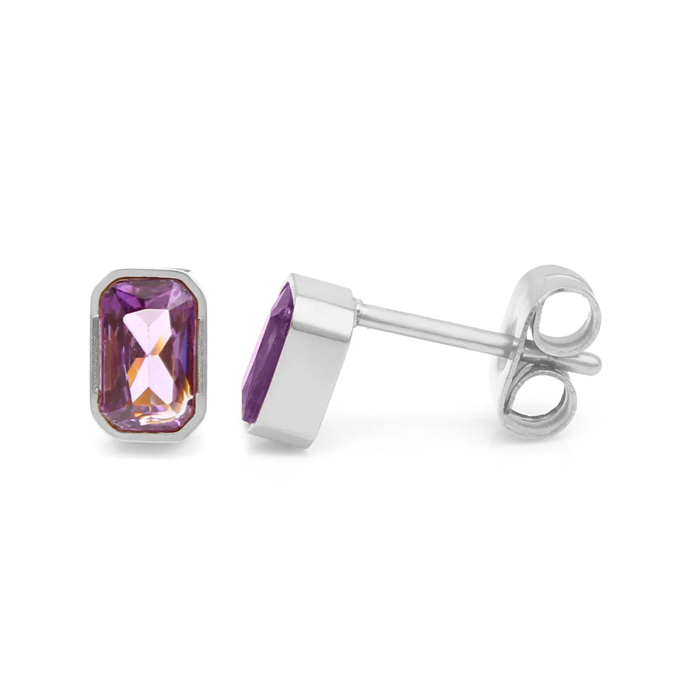 February Amethyst Birthstone Earrings - Silver