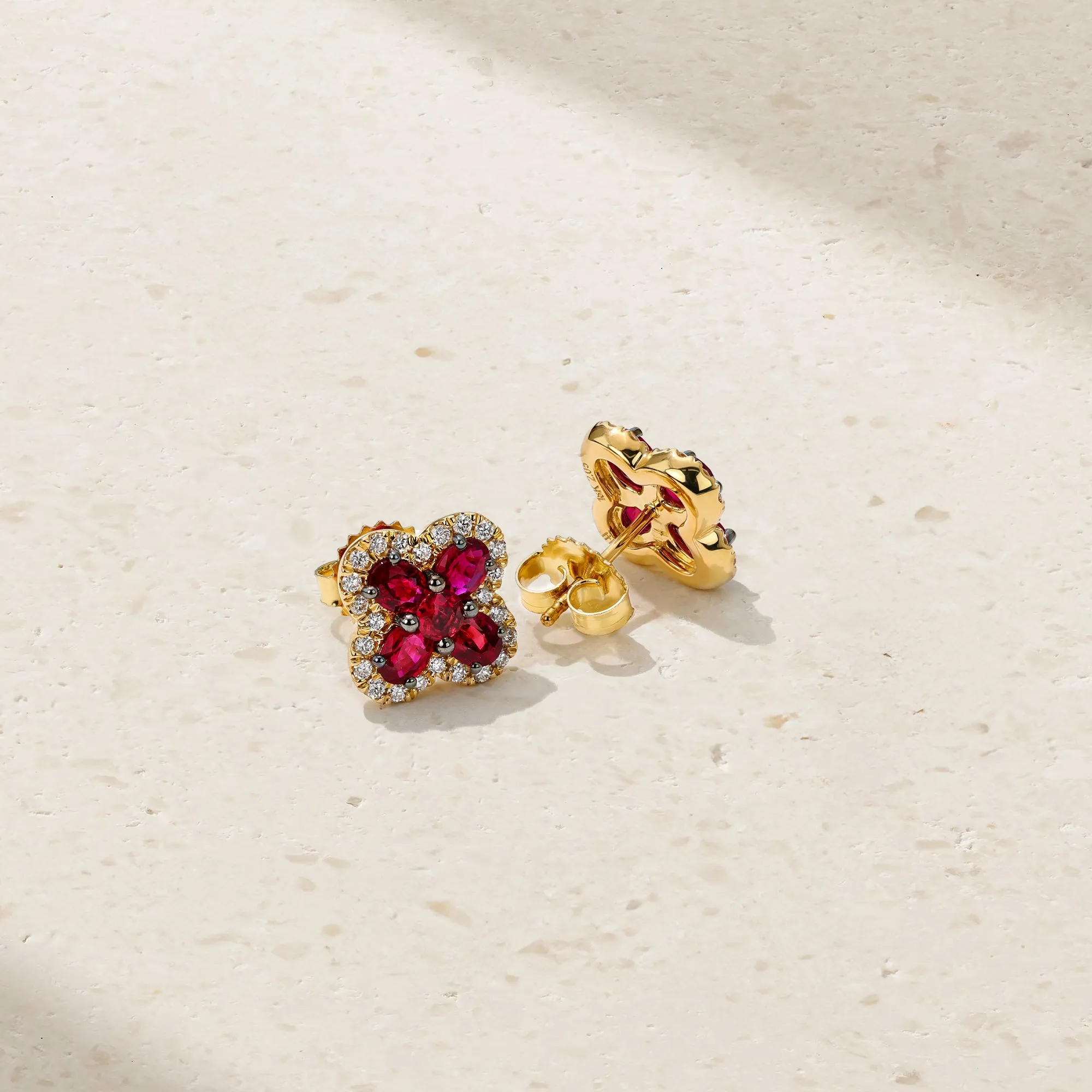 Felicity Ruby and Diamond Stud Earrings