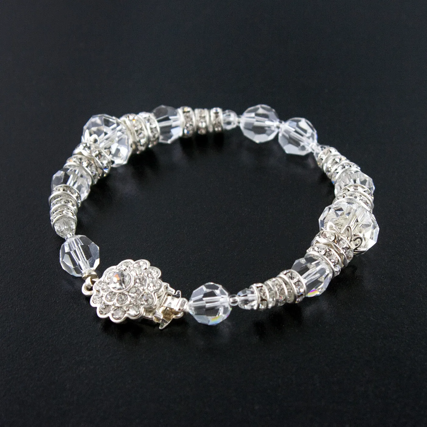 Filigree Accented Beaded Crystal Bracelet