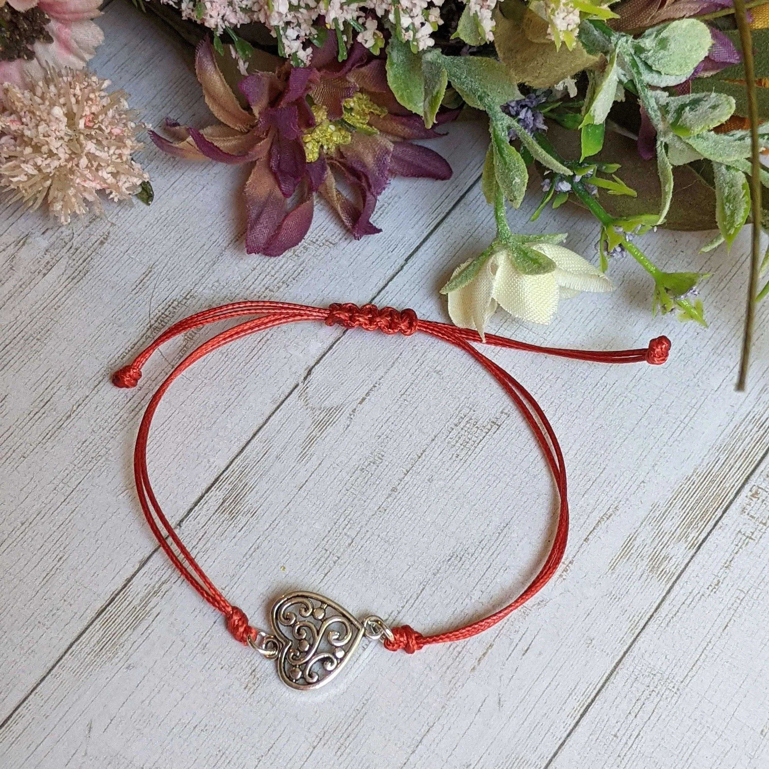 Filigree Heart Waxed Cord surfer Bracelet