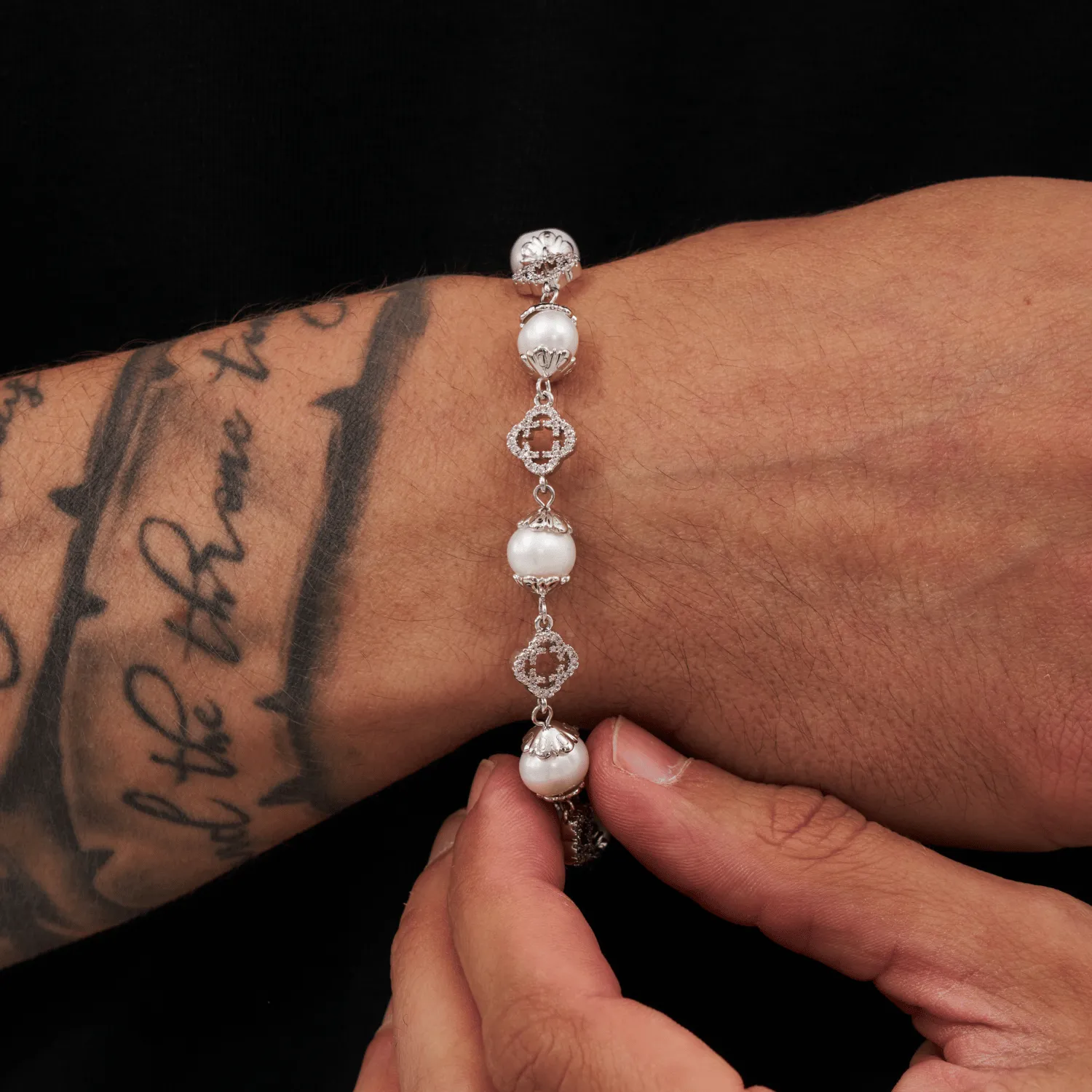 Filigree Real Pearl Bracelet (Silver)