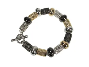 Filigree Tube & Bead Mesh Bracelet