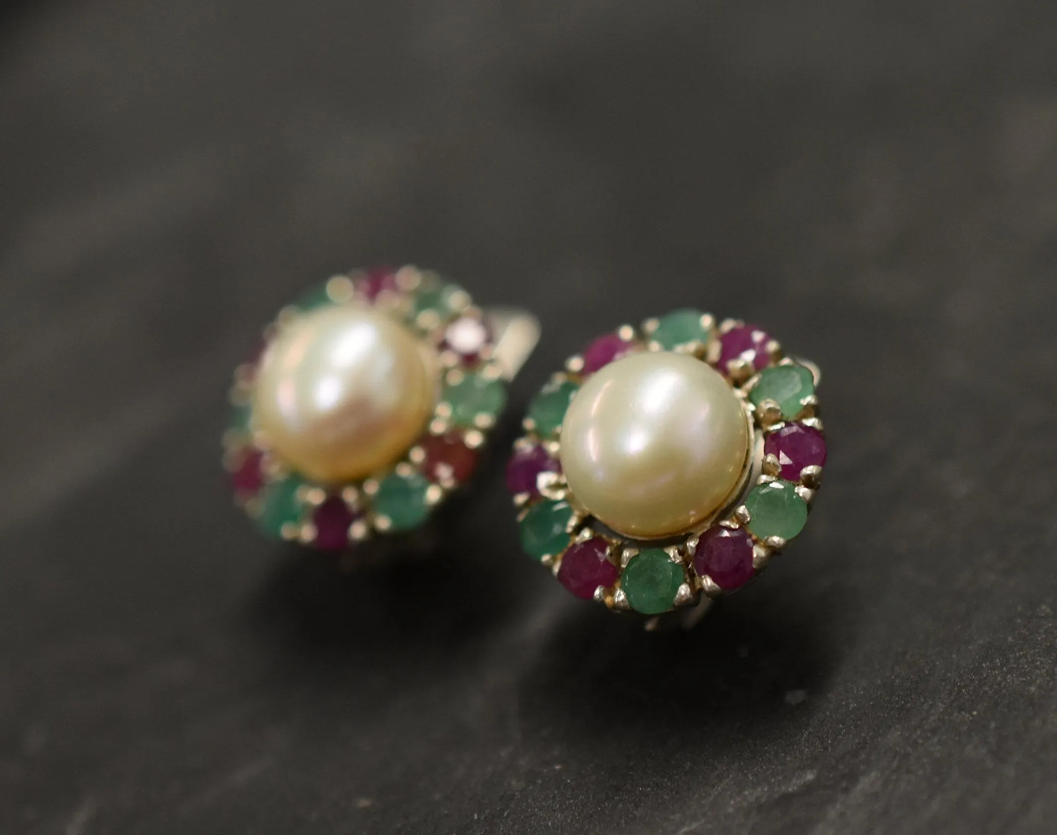 Flower Pearl Earrings - Genuine Pearl Earrings, Pearl Victorian Earrings