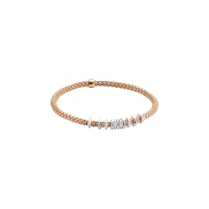 Fope 18K Rose Gold Prima Collection Bracelet with White Gold Diamond Rondels, Medium Size