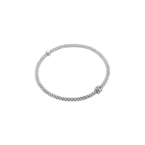 Fope 18K White Gold Prima Collection Bracelet with Diamond Rondel, Medium Size