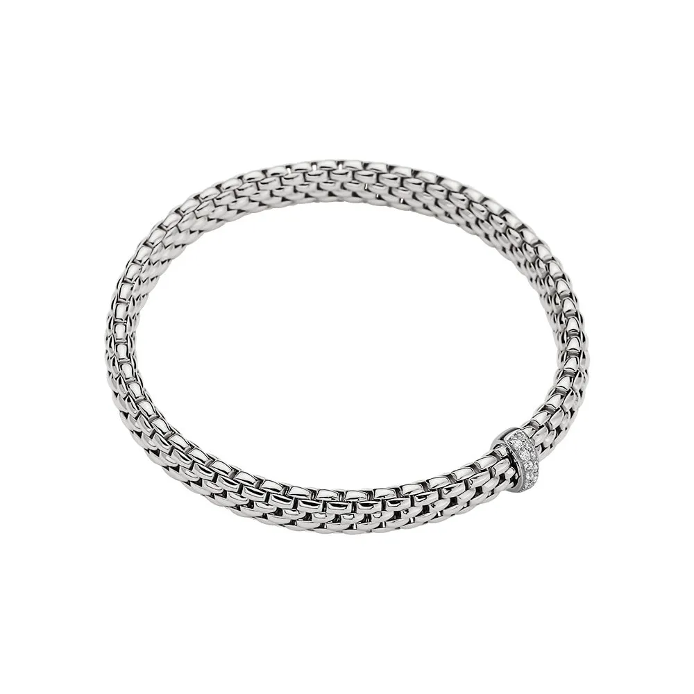 Fope 18K White Gold Vendome Collection Diamond Bracelet, Large Size