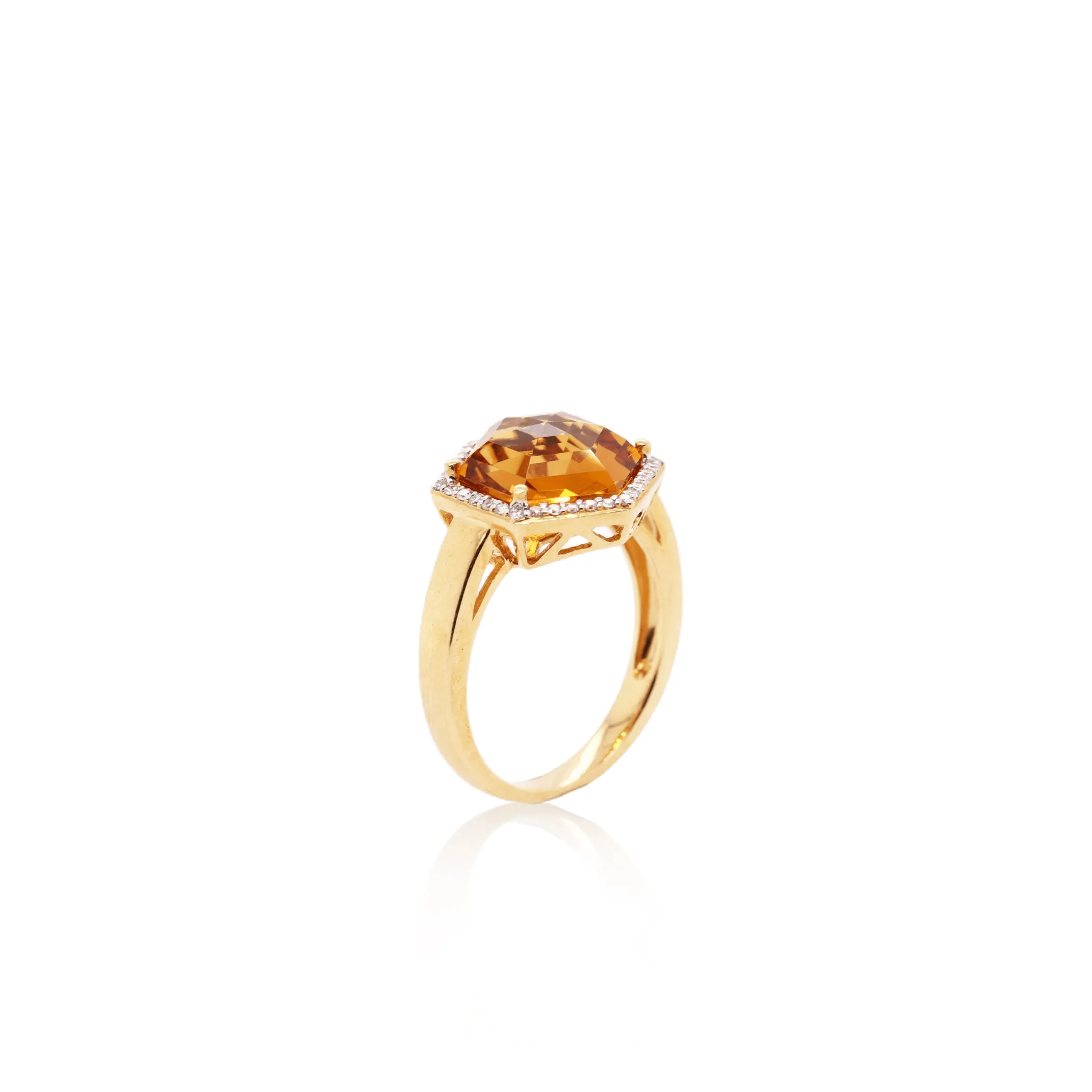 Geometric Citrine Ring