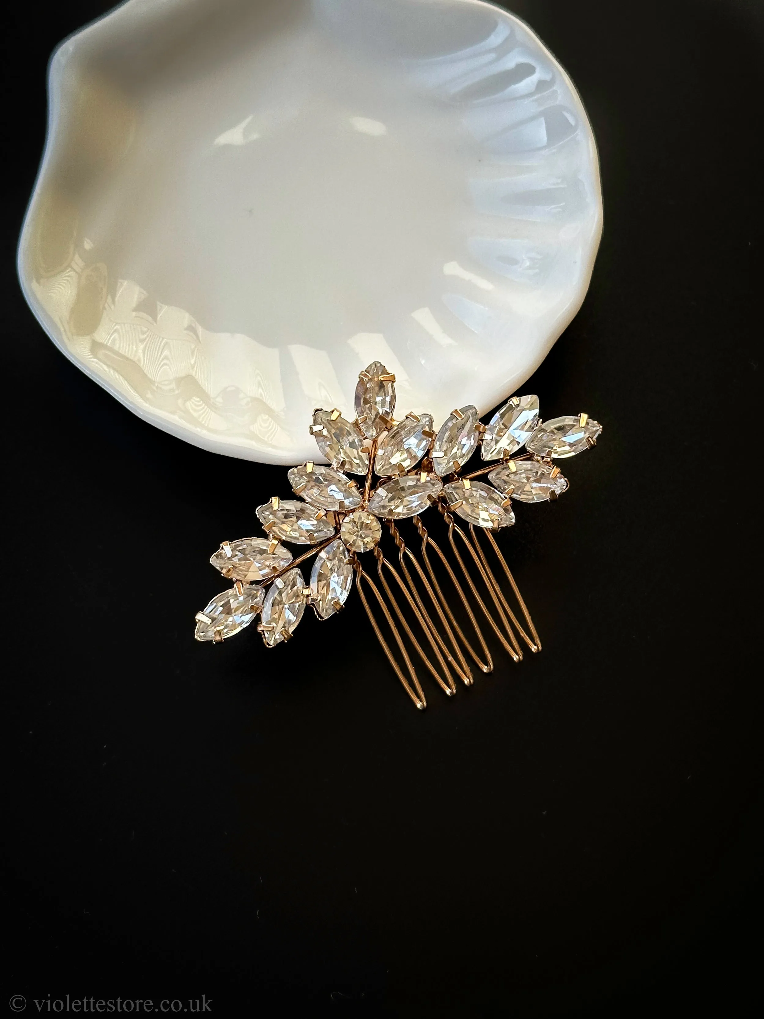 Gold Crystal Hair Comb