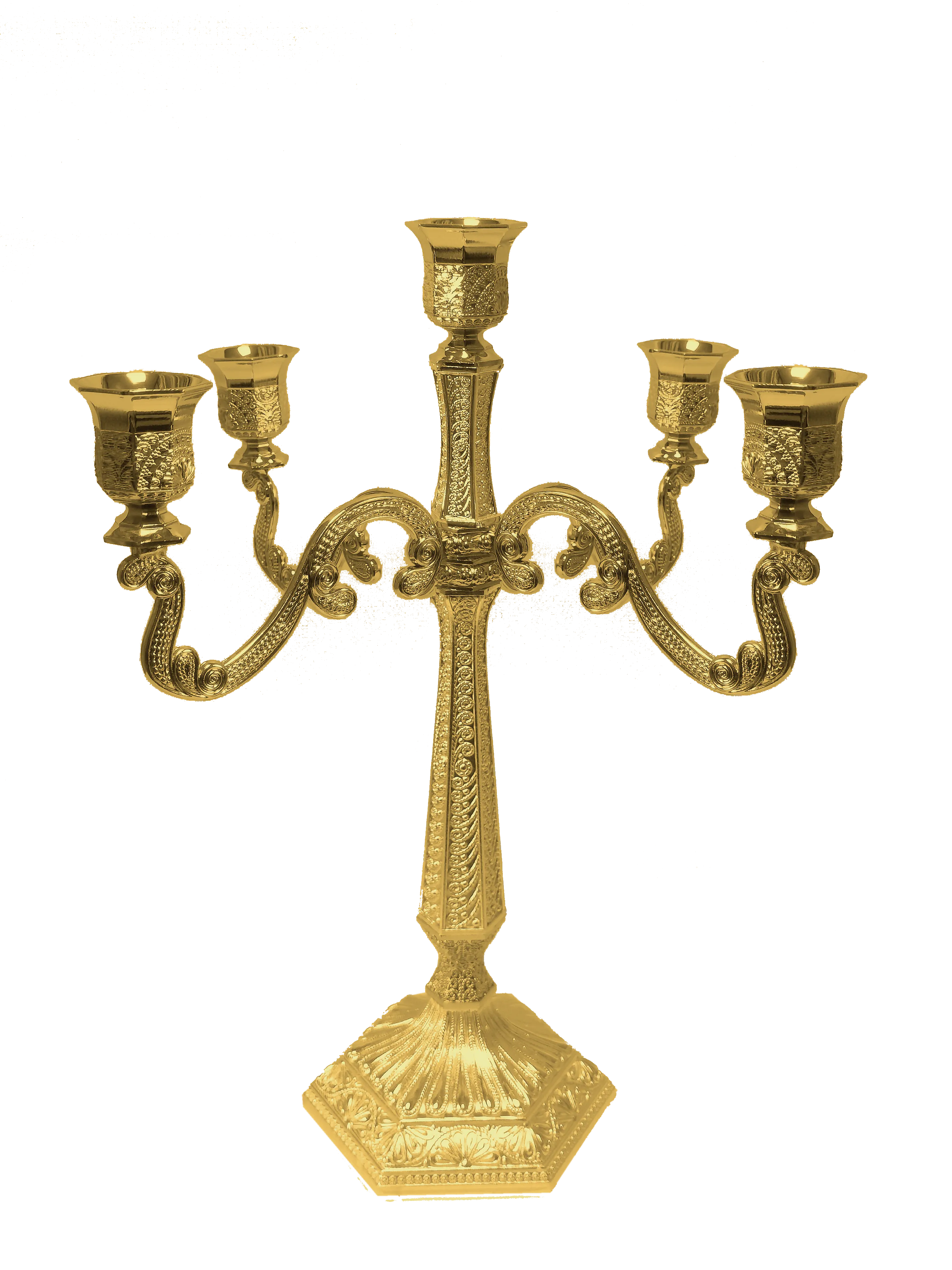 Gold Filigree Candelabra 5 Light 16"