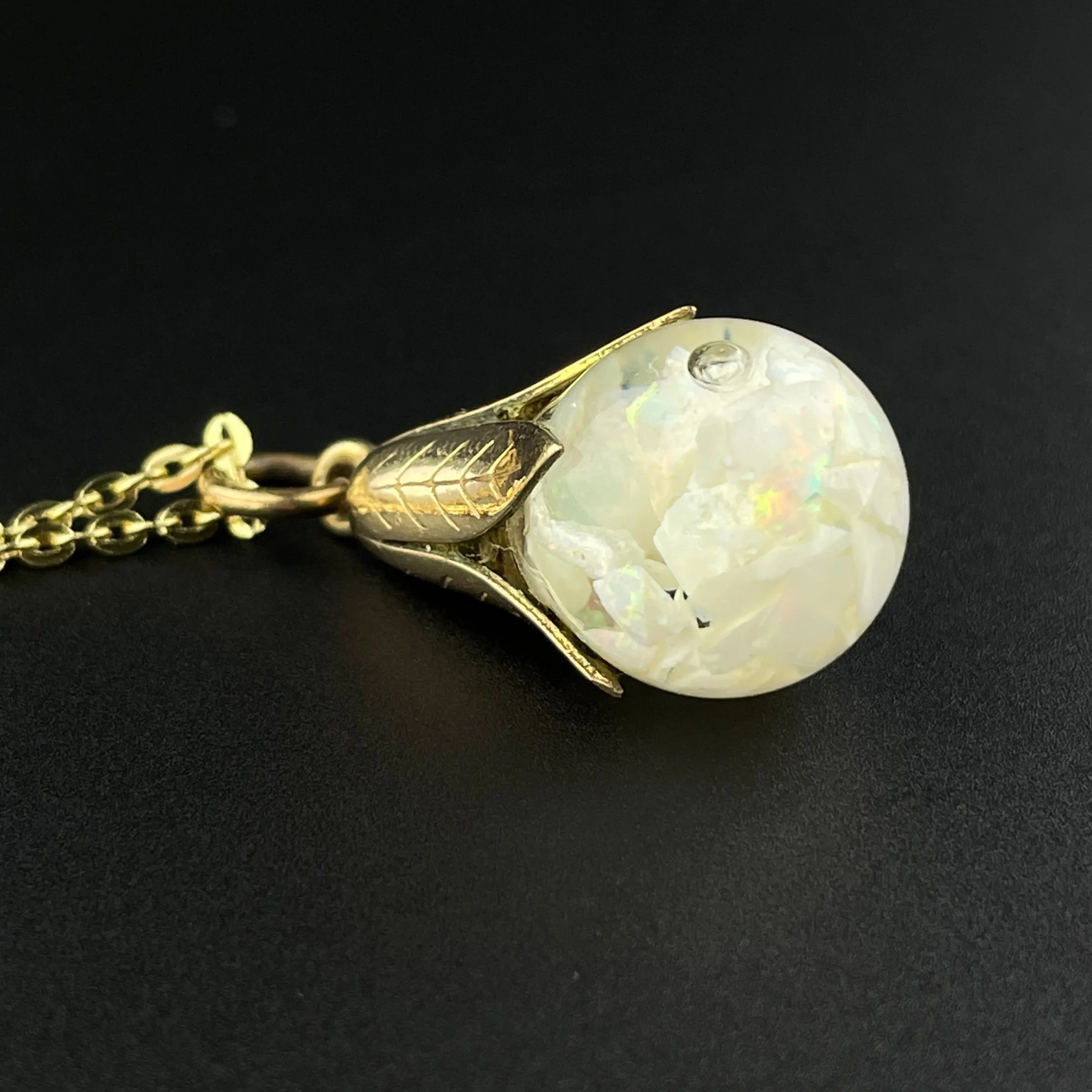 Gold Filled Floating Opal Fob Charm Necklace